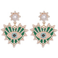Personality Exaggerate Pearl Rhinestone Big Eye Drop Dangle Earrings for Women Retro Jewelry